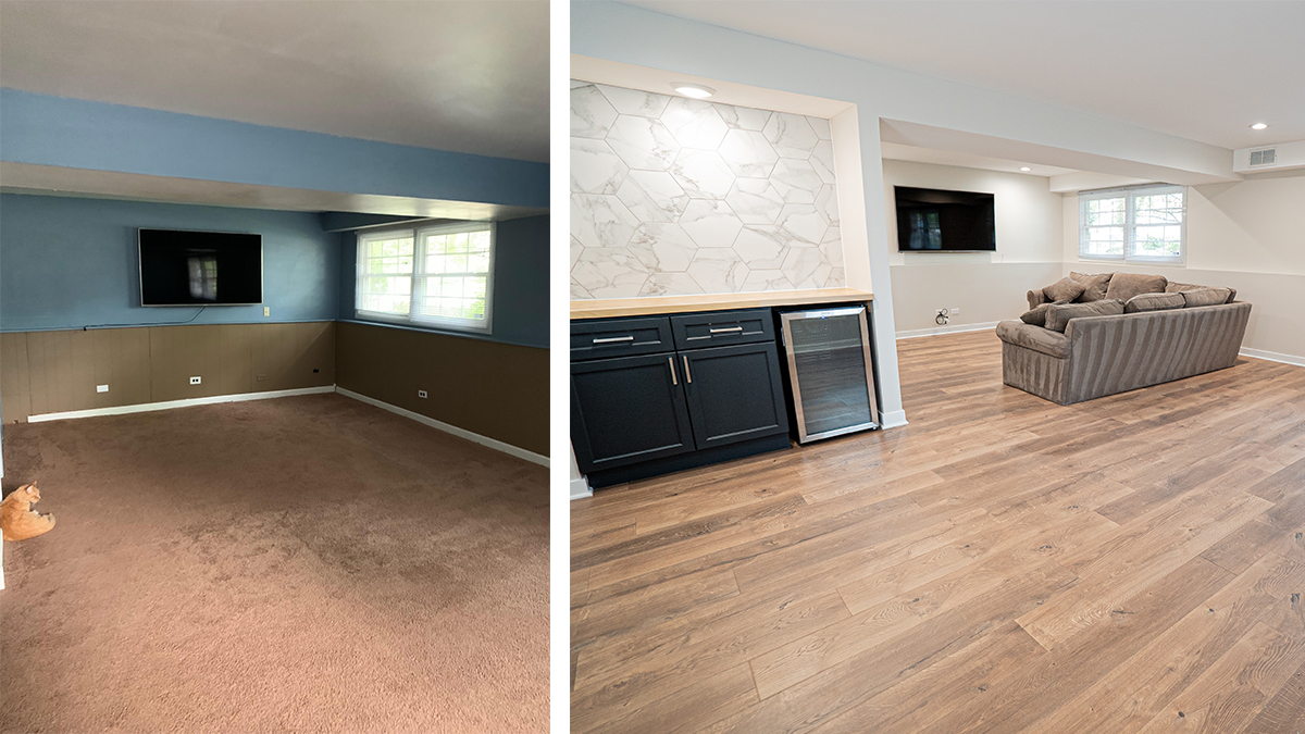 Before and after home remodeling project in Chicagoland, IL